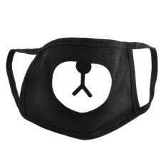 Amango Hitam Lucu Beruang Bahan Katun Unisex Mulut Topeng Alat Pernafasan Untuk Bersepeda Anti Debu 2 Buah