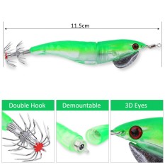 Bionic Elektrik Bercahaya Bentuk Udang Squid Pancing Umpan (Hijau)-Internasional
