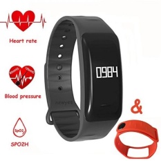 Tekanan Darah Smart Watch Fitness Tracker NEWYES NBS04 Gelang dengan SPO2H Monitor Detak Jantung Tidur Manajemen Pedometer dengan OLED Touch Layar untuk Android IOS Smartphone (Hitam-Merah) -Intl