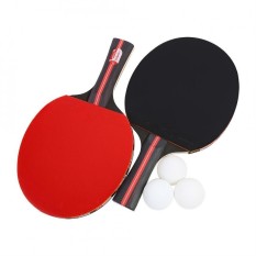 Duoqiao Boliprince Ping Pong Paddle 2 Pemain Raket Tenis Meja W/3 Bola untuk Shake-tangan Grip Pemain-Intl(Multicolor)