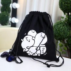 Bunny Drawstring Backpack Wanita Kanvas Sederhana Siswa Tas Pria Olahraga Tas Kecil Drawstring Shoulder Bag-Intl