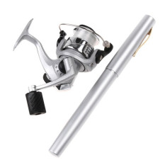 Campuran Aluminium Mini Saku Pena Fishing Rod Joran + Penangkapan Ikan Gulung Pesca Penangkapan Ikan Mengatasi Ditetapkan