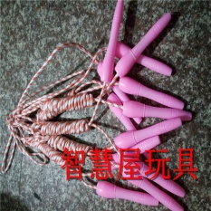 Children wooden skipping rope strong kindergarten elementary school children outdoor sports plastic jump rope fitness extra thick cotton rope skippingSingle 2 m plastic handle skipping rope