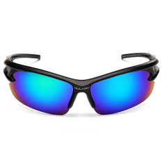 DAZZLE Warna Pria Wanita Bersepeda Kacamata UV400 Outdoor Sports Safety Pemantul Cahaya Windproof Ledakan-bukti Sunglasses Mountain Bike Sepeda Motor Sunglasses (Hitam & Green Mercury)