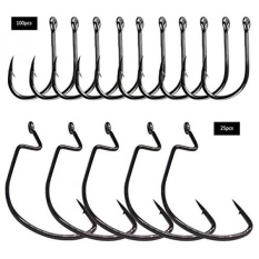 Dingbear 25 Pcs Halfmoon Kait & 100 Pcs Kait Standar Militer Baja Memancing Kait Fishinghooks Fishinghook Ikan Kait Kait untuk ikan-Internasional