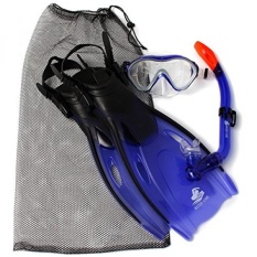 Menyelam Masker dan Snorkeling Fins dengan Adjustable Strap Paket untuk Junior Anak-anak Anak-anak & Anak-anak Ukuran 1-4 Swim Pemula Lensa Kaca Anti-kabut Adjustable Buckle Sirip dengan Mesh Bag-Intl