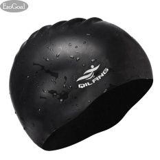 EsoGoal renang topi rambut panjang renang topi tahan air silikon Hat untuk wanita dewasa dan pria (hitam)