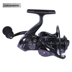 FISHDROPS Full Metal Pancingan Kumparan Berputar dengan Pegangan yang dapat Ditekuk BE-1000 (Hitam)