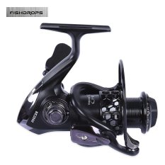 FISHDROPS Full Metal Alat Pemintal Pancingan dengan Foldable Handle BE-2000 (Hitam)-Intl