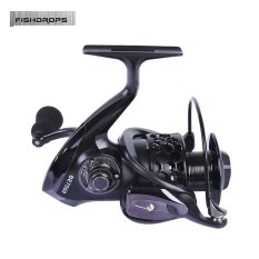 Fishdrops Full Metal Fishing Rol Gulung dengan Foldable Handle BE-7000 (Hitam)-Intl