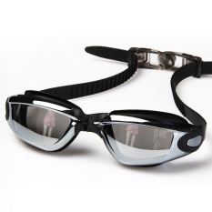 FLY Unisex Streamline Plating Plain Swimming Goggles(Black)