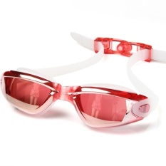 FLY Unisex Streamline Plating Plain Swimming Goggles(Red)