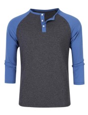 FS Young Horse Men's 3/4 Sleeve Slim Cotton Henley T-Shirts