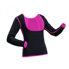 GoldFin Neoprene Long Sleeves Top Women Sweat Suit for Weight Loss Black Body Shapers BS004 (Black+Fuchsia, M) - intl