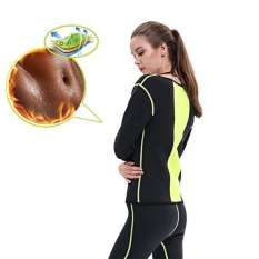 GoldFin Neoprene Sauna Suit for Weight Loss Black Sweat Body Suit with Long Sleeves Body Shaper for Women BS004 (Black+Yellow, L) - intl