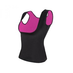GoldFin Neoprene Vest Sauna Top Cami Suits for Weight Loss Black Hot Sweat Slimming Suit Body Shaper Tummy Control No Zipper for Women BS012 (Black+Fuchsia, L) - intl