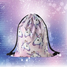 Gracefulvara Unicorn Drawstring Tote String Bags Travel PE Gym Sekolah Ransel Laundry-Intl