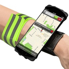 GX Spor Forearm Wristband Phone Holder With Reflective Armband, 180 Degree Rotatable Workout Band Cell Phone Mount For Running Cycling Gym Jogging Hiking Walking - Black - intl
