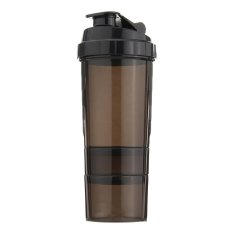Gym Protein Shaker Botol Mixr Pencampur Piala Olahraga Bersepeda Hiking 500 Ml + 200 Ml Hitam-Intl