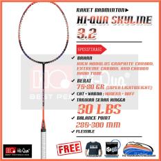 Hi-Qua Raket Bulutangkis Skyline 3.2 Super Premium + Free Senar ISO66, Tas HQ, Kaos,