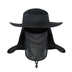 Laris Unisex Outdoor Neck Protection Waterproof Sunshine Blocking Topi Semak Jungle Hat Topi Pantai (hitam)-Intl