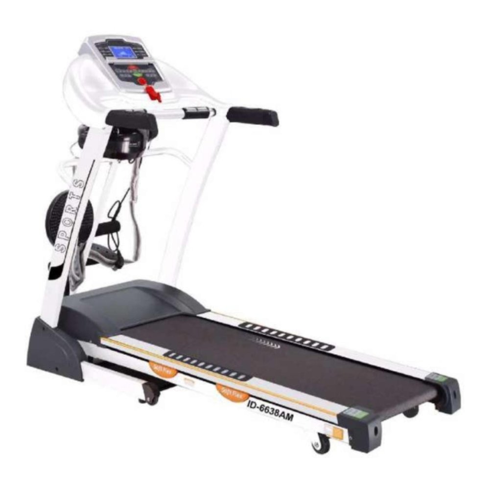 IDACHI - Treadmill Elektrik 4 Fungsi ID 6638 AM (Auto Incline) WHITE - Alat Fitness 