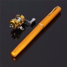IGoGo Mini Saku Portabel Bentuk Pena Aluminium Paduan Ikan Pancingan Gulung (Emas)-Intl