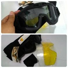 Kacamata Gurun 3 Lensa Google Locust Desert USA untuk airsoft / sepeda motor / outdoor / industri dll black