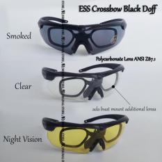 Kacamata Sepeda MTB Safety Eyewear Frame Safety Minus Plus Tactical Airsoft Tactical Sunglass Gowes Motor Touring Military ESS Crossbow Black Doff