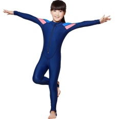 Anak-anak Panjang Lengan UPF50 + Sun UV Perlindungan Tubuh Penuh Swimsuit untuk Girls XL (130-140 Cm) -Intl