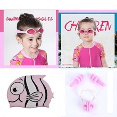 Kids Swimming Goggles With Swim Cap + Ear Plugs + Klip Hidung, Anak-anak Swim Goggles Clear Vision + Tidak Bocor + Anti-Fog + UV Prot-Intl