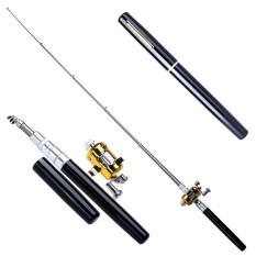 Kobwa Tongkat Pena Memancing 40 Inch Tabung Mini Portabel Aluminium Aloi Tongkat Pancing Kotak Pensil dan Reel Combo Hadiah Besar untuk Anak Hitam-Intl