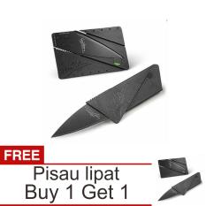 Lanjarjaya Pisau Lipat Mini Kecil Kartu ATM Credit Card Sinclair knife Stainless Steel + Buy 1 Get 1