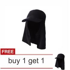 lanjarjaya Topi Memancing Bercadar Jepang Polos 2 In 1 Terry-warna hitam buy 1get1