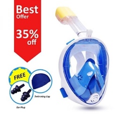 Lanzef 180 ° Penuh Wajah Snorkeling Masker-DENGAN Dapat Disesuaikan Kepala Strapsanti Kabut. Anti Bocor Snorkeling Tabung dengan Kamera Dudukan. Freeswimming Tutup dan Telinga Plugs. Lebih Luas Daerah Tampilan-Internasional