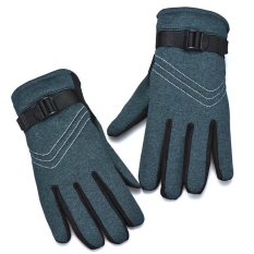 Leadingtrust Modern Panas Jual Fashion Pria Anti Slip Kain Panas Motor Musim Dingin Naik Ski Salju Snowboard Sarung Tangan Jari Penuh Aug27-Green -Intl