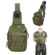 Leegoal Outdoor Ransel Taktis, Bahu Kanvas Ransel Selempang Dada Penggunaan Tas For Berkemah, Hiking, Trekking, Rover Sling Paket Tas Dada-hijau Tentara