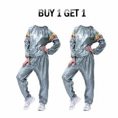 Lucky Buy 1 Get 1 Sport Sauna Suit Baju Sauna Pembakar Lemak - Silver