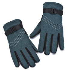 Lucky Modern Panas Jual Fashion Pria Anti Slip Kain Panas Motor Musim Dingin Naik Ski Salju Snowboard Sarung Tangan Jari Penuh Aug27-Green -Intl