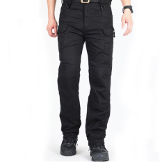 Orang Bersiasat Kargo Memukul Kekuatan Pelatihan Sports Pants Tentara Militer (Hitam)