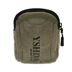 Men's Leisure Canvas Multi-purpose Mini Kecil Saku Tas Outdoor Olahraga Zipper Pinggang Pack Pouch Hip Bum Sabuk Tas (hijau Tentara) -Intl