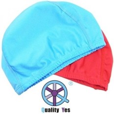 REKSA DANA QY 2 Pack Superior Polyester Fabric Kain Cap Renang Capsswimming Ha untuk Olahraga Air, Langit Biru dan Merah-Intl