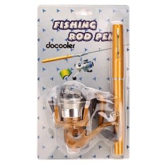 Aluminium Mini Saku Pena Kail Pancing Joran + Reel Golden-Intl