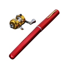 Mini Saku Portabel Bentuk Pena Aluminium Paduan Ikan Pancingan dengan Reel-Intl