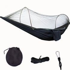 Nyamuk Hammock Oleh Mounteen: Ripstop Nilon Lipat Portabel Kemah Hammock dengan Bug Bersih, Tidur Ringan Tenda, sempurna untuk Halaman Belakang, Daki Gunung, Perjalanan (Hitam))-Internasional