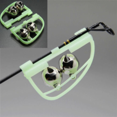 Baru 2 Pcs Night Glow Green Rod Tip Memancing Ikan Bite Lure Alarm Alert Twin Bell-Intl