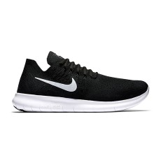 Nike Free Run Flyknit 2017 Sepatu Lari - Black/Dark-White