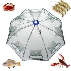 Jala nilon portabel Hexagon 8 lubang perangkap otomatis memancing udang ikan jaring ikan kecil kepiting umpan melemparkan jaring jala 93 cm x 93 cm - International