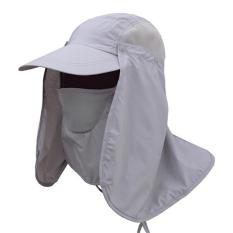 Jettingbuy Kolam Matahari Perisai Leher Wajah Topeng Mesh Floppy Topi Flap Topi Topi Penutup Kepala Abu-Abu-Intl