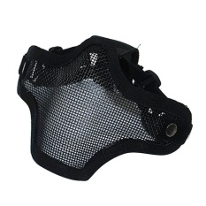 Luar Ruangan Ultra Bernapas Pelindung Masker Taktis Metal Mesh Setengah Wajah Topeng Warna: Hitam-Intl